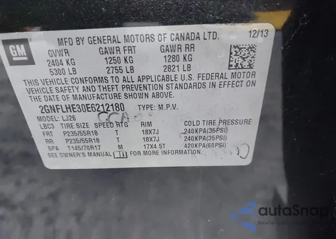 2014 Chevrolet Equinox Ltz из США, поврежденный, VIN 2GNFLHE30E6212180